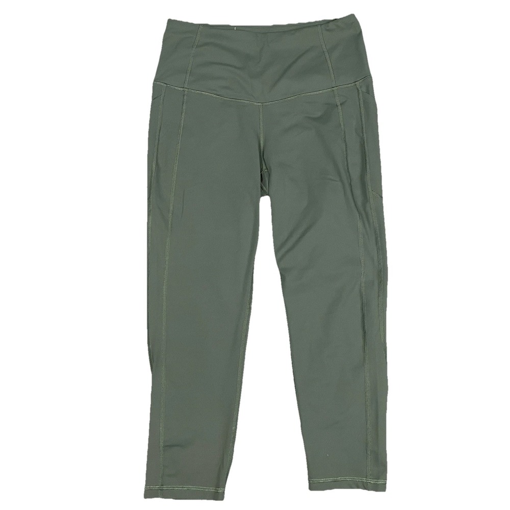 Victoria Sport Knockout Pocket High Rise Capri Leggings Women Medium Olive Green